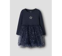 Azul Mangas Largas Vestido