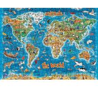 Azul Mapa Puzzle 1500 Piezas Adultos, Rompecabezas con Letras en la Parte Posterior - Piezas Que Encajan Perfectamente, Reto de Concentración, Regalo para Mujer y Decoración Hogar, 87 x 57 cm w0-463