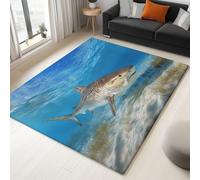 Azul Marino Alfombras para Sala de Estar - Naturaleza Animales Marinos Tiburones Alfombras patrón para Dormitorio 120 x 180 cm, Alfombra de Cocina Que no Suelta Pelo Corto para Pasillo Oficina