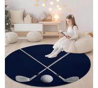 Azul Marino Alfombras Redonda de área 150 cm, Deportes Golf Sencillez Alfombra Suave Antideslizante Lavable, Modernas de Interior Alfombra Redonda para salón, Dormitorio, Comedor