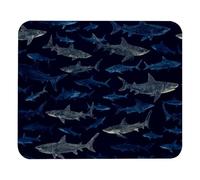 Azul Marino con Estampado De Tiburones Azules Mousepad Bordes Cosidos Mouse Pad Portátil Alfombrilla De Escritorio para Gaming Ordenador Pc 25X30Cm
