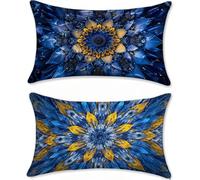 Azul Marino Funda Cojin 40x70cm Fundas Cojines Sofa Lino Fundas Cojines Exterior Impermeable Flor Funda Almohada Decorativos Exterior Jardin Juego de 2 Rectangular para Cama Outdoor Cushions u-13875