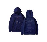 (Azul marino-M) Sudadera con capucha Peso Pluma Genesis Music Album para hombre y mujer, sudadera informal