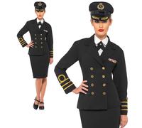 Azul Marino Oficial Disfraz 1940s Marinero Uniforme Mujer Disfraz S-XL
