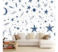 Azul marino Papel Tapiz Fotográfico 400 x 280 cm, Papel tapiz de pared no tejido Moderno Cuerpos Celestes Estrellas Decoración del hogar fondo Murales para sala de estar dormitorio oficina