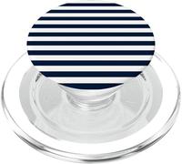 Azul marino y blanco rayas horizontales líneas preppy rayas PopSockets PopGrip para MagSafe