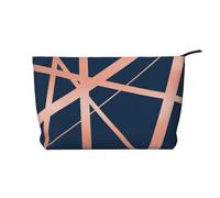 Azul Marino y Cobre de Lujo,Neceser de Pana, Neceser de Maquillaje portátil, Neceser de Viaje