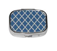 Azul Marroquí y Beige, Pastillero cuadrado para bolsillo o monedero, pequeño contenedor de pastillas, organizador de pastillas de viaje