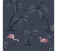 Holden Decor – Papel pintado Flamingo Lake 12382 – Flamencos azul petróleo