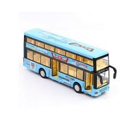 (Azul) Modelo de coche de juguete 1/36, autobús de dos pisos de Hong Kong, modelo de aleación fundida