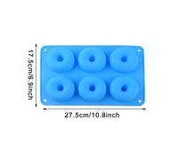 (Azul) Molde de silicona para rosquillas de 6 cavidades, molde para hornear postres de chocolate, molde