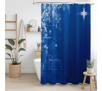 Azul Naranja Cortina de Ducha Ilustración Vibrante Abstracto Patrón, Tela de poliéster de 180 x 180 cm Pulgadas, Juego de Cortinas de baño estéticas Modernas con Ganchos