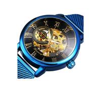 (AZUL NEGRO) Relojes mecánicos automáticos de la mejor marca Forsining para hombres y mujeres, moda