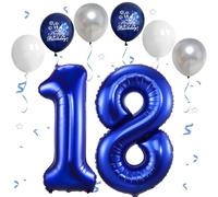 Azul Nocturno Número 18 Globos, 40 Pulgadas Papel Aluminio Grande Número 1 y 8 Globos, Globos de Helio número 81, Globos de Cumpleaños 18 Para Hombres Mujeres Fiesta Aniversario (Nummer 18/81)