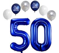 Azul Nocturno Número 50 Globos, 40 Pulgadas Papel Aluminio Grande Número 0 y 5 Globos, Globos de Helio número 50, Globos de Cumpleaños 50 Para Hombres Mujeres Fiesta Aniversario (Nummer 50)