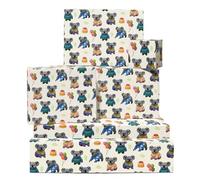 Azul Nutria Cumpleaños Papel De Regalo - 6 Hojas - Cute Animal Papel De Regalo With Cakes & Balloons - Niños Teens & Adultos Fiestas By Central 23 By Central 23