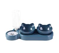 Azul oscuro 2 piezas tazón para mascotas de poliestireno doble cuenco gato elevado botella de agua 500 ml platos para gatos inclinados 15 ° dispensador de agua automático
