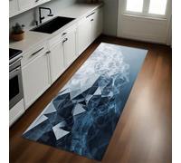 Azul Oscuro Alfombra de Cocina 60 x 180 cm Patrones de Arte geométrico Antideslizante y Lavable, Camino Multiusos Resistente al Desgaste, Antimanchas, Ideal para Bajo Fregadero y Fogones
