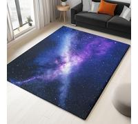 Azul Oscuro Alfombras Lavables para Sala de Estar, 120 x 180 cm Fantasía Alfombra Antideslizante de Pelo Corto Estrellas Cielo Nocturno Estampado para Comedor Oficina Dormitorio