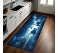 Azul Oscuro Alfombras y Tapetes de Cocina Cisnes del Lago del Cielo Estrellado 40 x 120 cm Antideslizantes y Lavables para Cocina, Pasillo, Salón y Dormitorio