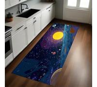 Azul Oscuro Alfombras y Tapetes de Cocina Universo, Estrellas y Planetas 40 x 120 cm Antideslizantes y Lavables para Cocina, Pasillo, Salón y Dormitorio