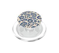 Azul Oscuro Flores Crema Vintage Retro Floral Patrón PopSockets PopGrip para MagSafe