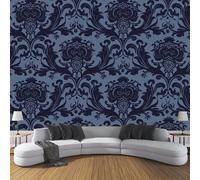 Azul Oscuro Fotomurales Decorativos Pared Papel Pintado Geometría 300×210cm Murales Pared HD Moderno Flores Simétricas 3D Impresión Del Arte Oficina Tv De Fondo Fotomurales