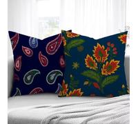 Azul Oscuro Fundas de Cojines 40x80cm,Planta Fundas para Sofa xxl Juego de 2 Ultrasuave Cómodo Cuadrado Cojines Exterior con Cremallera Invisible para Silla Dormitorio halloween Decorar Regalos R1-211