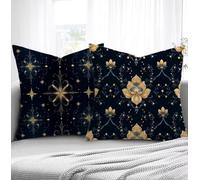 Azul Oscuro Fundas de Cojines 65x65cm,Patrón Fundas para Sofa xxl Juego de 2 Ultrasuave Cómodo Cuadrado Cojines Exterior con Cremallera Invisible para Silla Dormitorio halloween Decorar Regalos R1-216