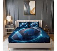 Azul Oscuro Sábanas Ajustables 150 x 200 cm, Deportes Rugby Arte Digital Tema Elastico Funda Colchon con 30cm Bolsillos Profundos - Suave Microfibra Sábana Ajustable para Niños
