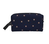 Azul Oscuro y Oro Rosa Estrellas Brillantes Rosadas Estrellado, Bolsa de Maquillaje Bolsa de cosméticos Bolsa de artículos de tocador de Viaje portátil Organizador de Bolsa de Maquillaje