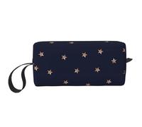 Azul Oscuro y Oro Rosa Estrellas Brillantes Rosadas Estrellado, Bolsa de Maquillaje Bolsa de cosméticos Bolsa de artículos de tocador de Viaje portátil Bolsa de Maquillaje
