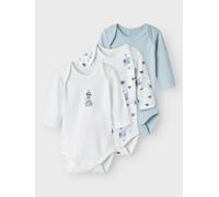 NAME IT NBMBODY 3P LS Baby Elephant Noos, Body de Manga Larga Niños Bebes, Baby Blue,