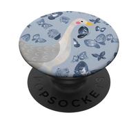 Azul Pastel Estética Animal Acuarela Mariposas Ganso PopSockets PopGrip Adhesivo