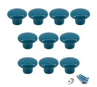 Azul Perillas redondas de cerámica Tirador de la manija de la perilla del gabinete para los cajones del tocador de la habitación infantil (paquete de 10 tornillos incluidos)