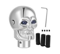 (azul) Pomo de cambio de marchas de metal con forma de calavera, pomo de cambio de marchas con forma de esqueleto,