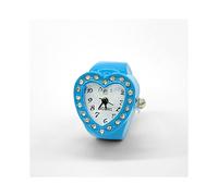 (Azul) Reloj de dedo con temperamento para mujeres amantes del amor, pequeño y lindo reloj con esfera