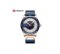 (Azul) Reloj para hombre Curren, relojes de pulsera casuales de cuero de primera marca para hombres,