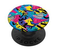 Azul Retro 80s 90s Bold Play Shape Pattern PopSockets PopGrip Adhesivo