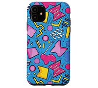 Azul Retro 80s 90s Forma Kawaii Patrón Gráfico Carcasa para iPhone 11