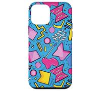 Azul Retro 80s 90s Forma Kawaii Patrón Gráfico Carcasa para iPhone 12 Mini