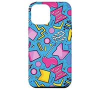 Azul Retro 80s 90s Forma Kawaii Patrón Gráfico Carcasa para iPhone 12 Pro MAX