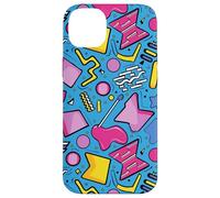 Azul Retro 80s 90s Forma Kawaii Patrón Gráfico Carcasa para iPhone 14 Plus