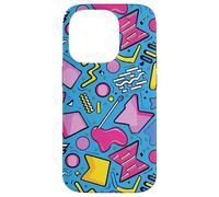 Azul Retro 80s 90s Forma Kawaii Patrón Gráfico Carcasa para iPhone 14 Pro