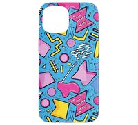Azul Retro 80s 90s Forma Kawaii Patrón Gráfico Carcasa para iPhone 15