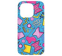 Azul Retro 80s 90s Forma Kawaii Patrón Gráfico Carcasa para iPhone 15 Pro