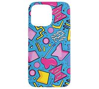 Azul Retro 80s 90s Forma Kawaii Patrón Gráfico Carcasa para iPhone 15 Pro MAX