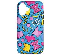 Azul Retro 80s 90s Forma Kawaii Patrón Gráfico Carcasa para iPhone 16