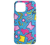 Azul Retro 80s 90s Forma Kawaii Patrón Gráfico Carcasa para iPhone 16 Pro MAX