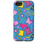 Azul Retro 80s 90s Forma Kawaii Patrón Gráfico Carcasa para iPhone SE (2020) / 7/8